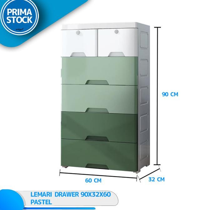TERLARIS LEMARI KABINET 5 SUSUN 2 DRAWER LACI KECIL PLASTIK BAJU MAINAN LEBAR60