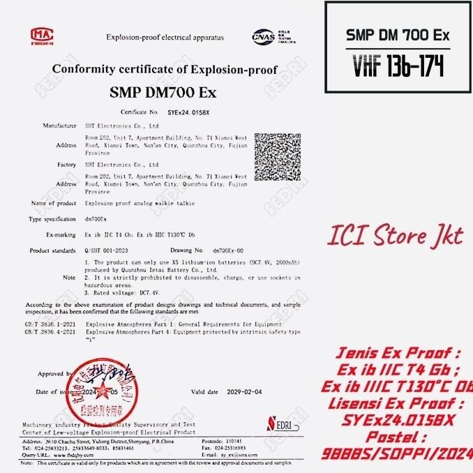 Sale Ht Smp Dm700Ex / Ht Smp Dx 700 Ex Vhf / Ht Explotion Proof / Ht Gas Proof