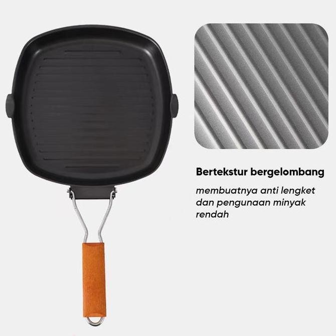 Grosir Yk Design Ha6028 - Square Grill Pan Wajan Panggang Simple Anti Lengket / Square Grill Pan 26C