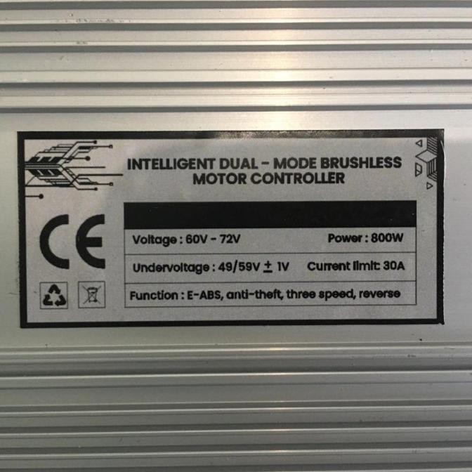 Controller Bldc Brushless 60/72V 30A 800Watt Sepeda Listrik New Stok