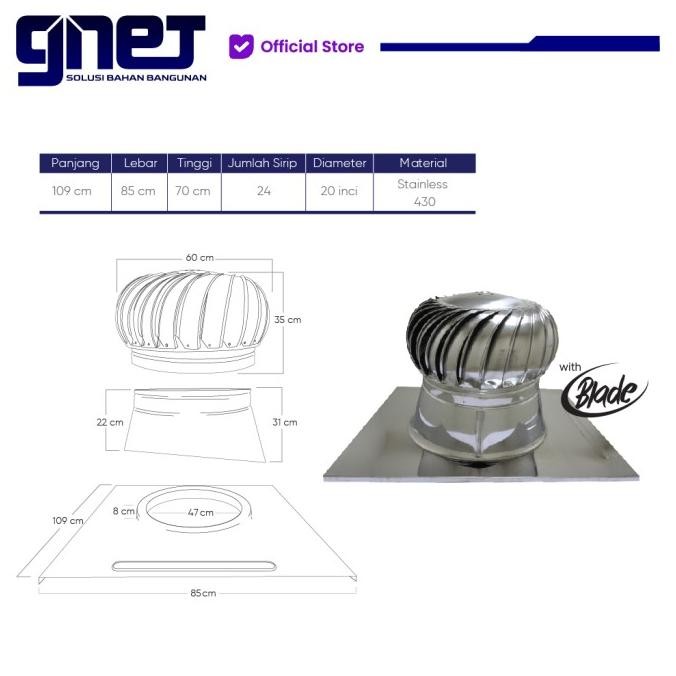 Gnet Ventilator 20 Inch | Turbin Ventilator Atap Rumah Dan Pabrik New Stok