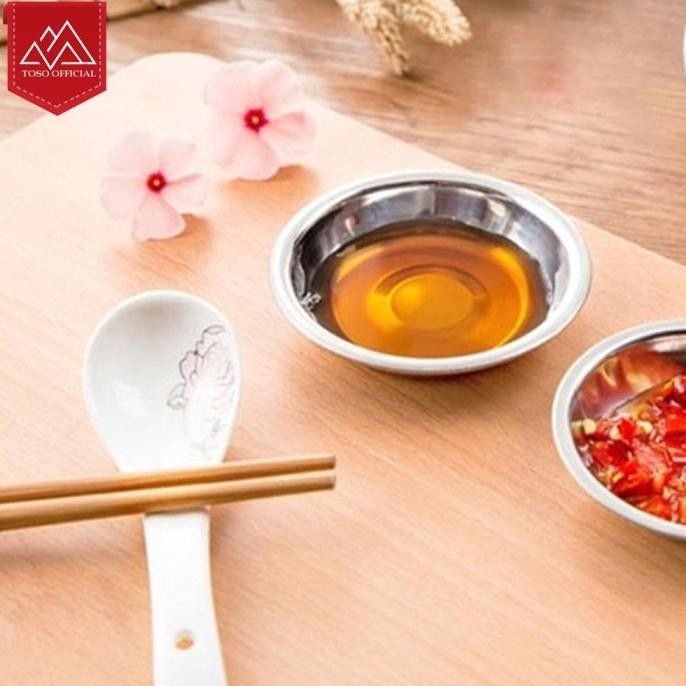 PIRING KECIL PISIN WADAH SAUS SAMBAL BUMBU KECAP STAINLESS SAUCE PLATE