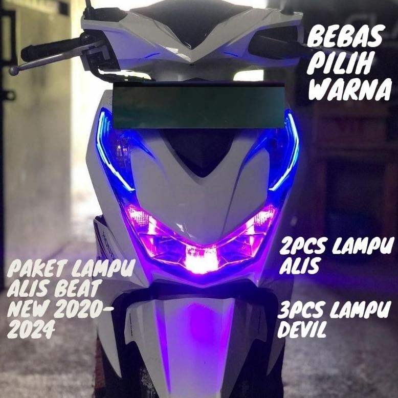 PAKET LAMPU ALIS BEAT DELUXE satu mode BONUS LAMPU DEVIL BEAT NEW 2020-2024 tinggal pasang