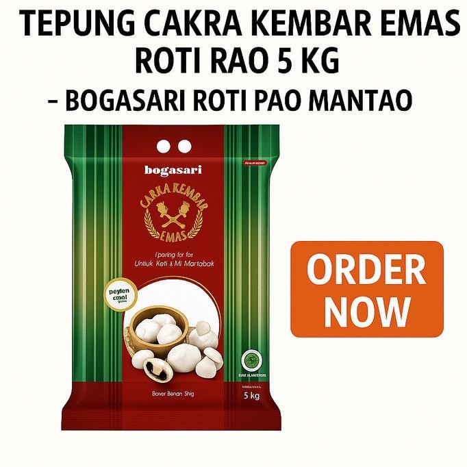 

Grosir Tepung Cakra Kembar Emas Roti Pao 5 Kg - Bogasari Roti Pao Mantao