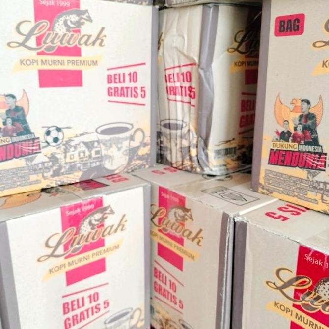 

Murah 1 Dus Kopi Luwak Murni Isi 10 Pack..Perpack Isi 10 Sachet+ 5 Sachet..Total Dalam Satu Dus Isi 150 Sachet Coffee