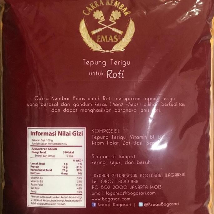 

Promo Tepung Cakra Kembar Emas Roti 5Kg - Gosend/Grab Only!!!