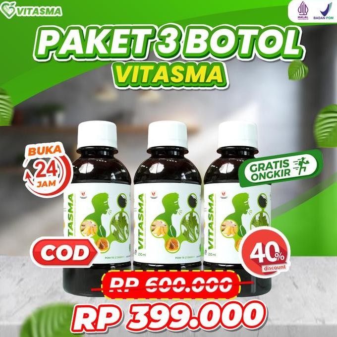 

Murah Vitasma 3 Botol- Madu Herbal Bantu Masalah Pernafasan