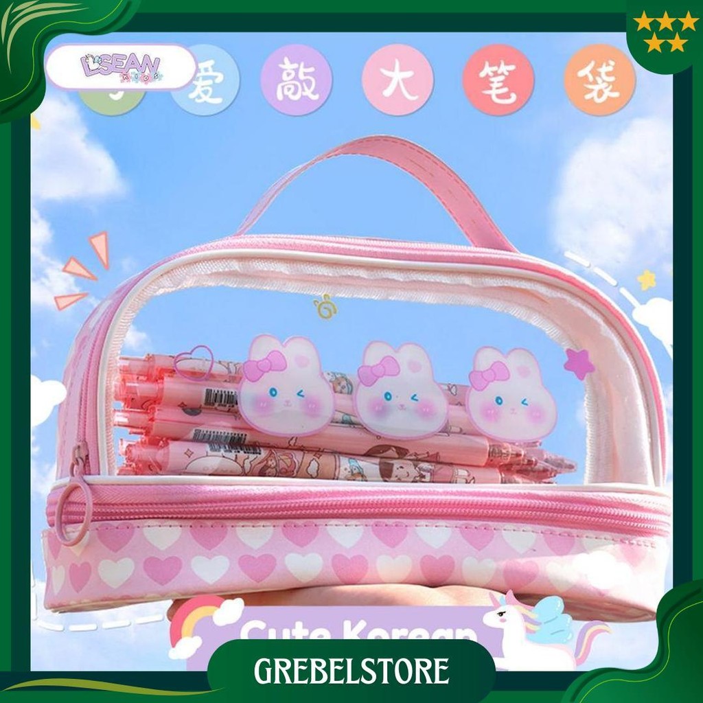 

Pencil Case Kapasitas Besar Pvc Korean Cute Pencil Bag 2 Tingkat Cod