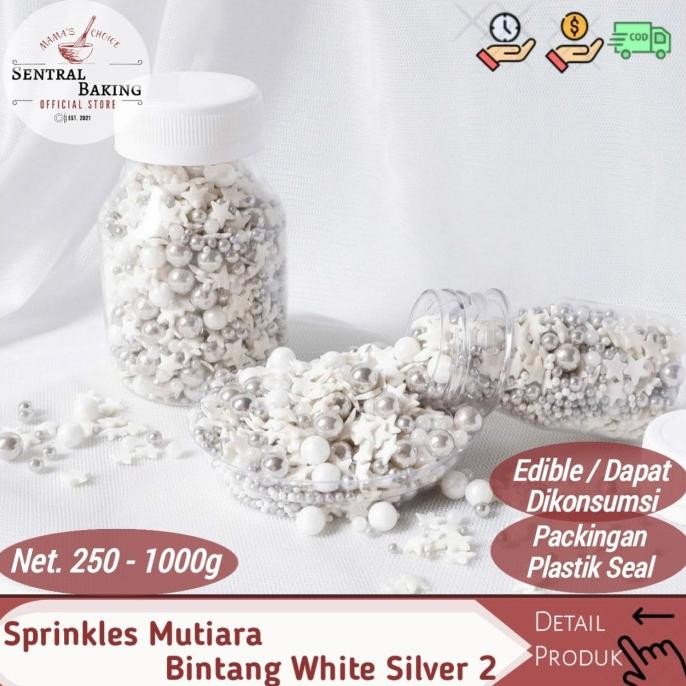 

Promo Sprinkle Kue Mutiara Bintang White Silver 2/ Springkel Pearl Springkle