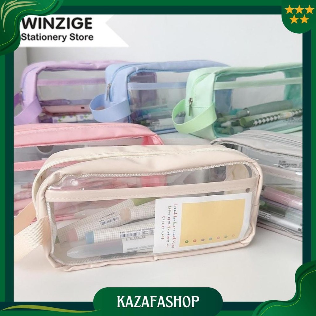 

Winzige Kotak Pensil Transparan Aesthetic Pencil Case Large Tempat Pensil Pen Pouch Lucu Stationery Organizer Ori