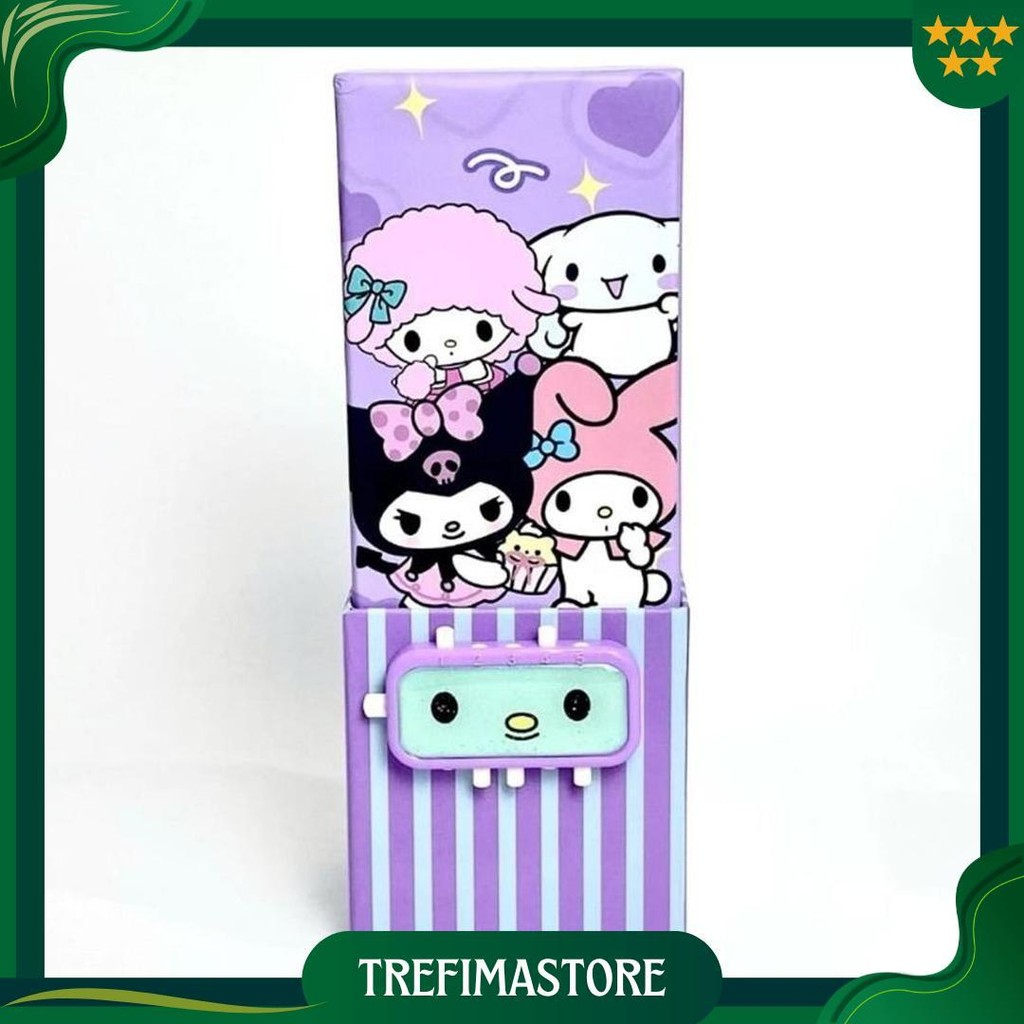 

(Pascode Sanrio) Kotak Tempat Tepak Pensil Pencil Case Dengan Kunci Pin Passcode Password Sandi Bahan Karton Lucu Motif Karaktet Sanrio Kuromi Melody Cinamonroll Pompompurin Tebal Premium Best Seller