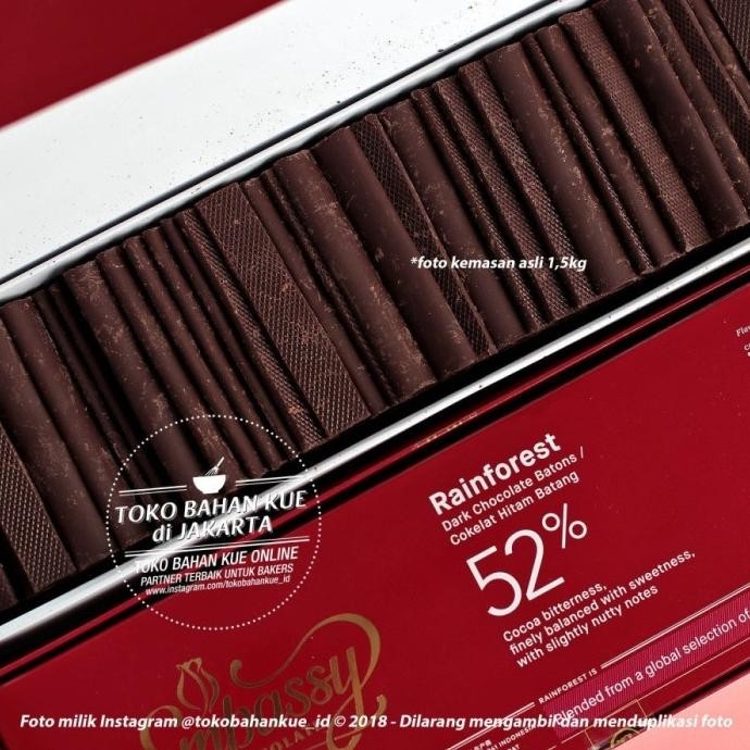 

Grosir Embassy Chocolate Rainforest 52% 1Kg Chocolate Stick Couverture