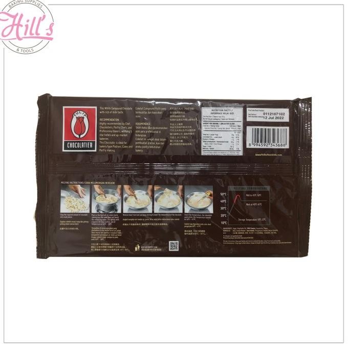 

Grosir Tulip White Chocolate Compound 1 Kg / Cokelat Masak Putih / Coklat 1Kg