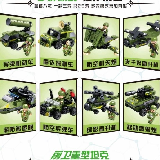 Mainan Membangun Anak Balok Susun Blok Tanker 8 Model & 8 Maskot Blok Tanker - Building Block Plasti