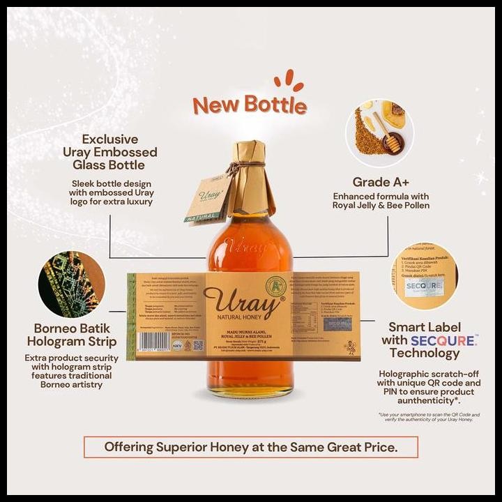 

Madu Uray Natural Honey ( Madu Grade A ) 875 Gr Original Best Seller