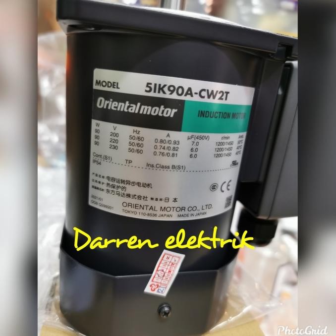Induction Oriental Motor 51K90A-Cw2Te,90Watt 1Phase 220Vac New Stok