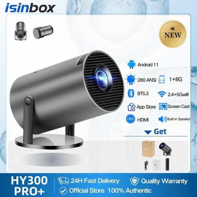 Isinbox Hy300 Pro+ Smart Home Proyektor - 4K 20000 Lumens Android 11 Cinema Projector - Portable Wif