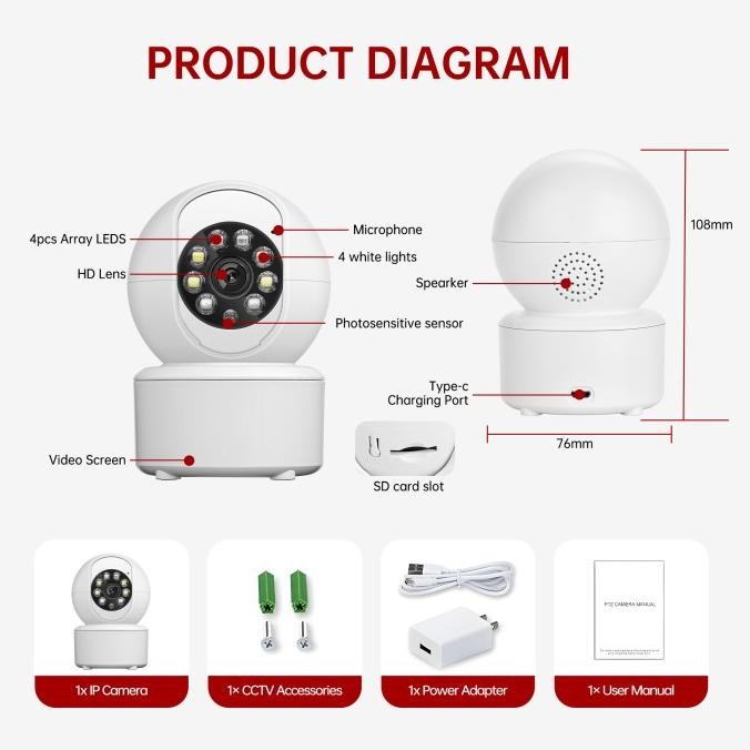 Sale Ip Camera 8Mp Cctv Wifi 360 Ptz Smart Cctv Aplikasi Icsee