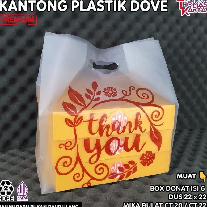 Kantong Plastik Dove 30x45 isi 50 Packaging Box Donat JCO isi 6 murah