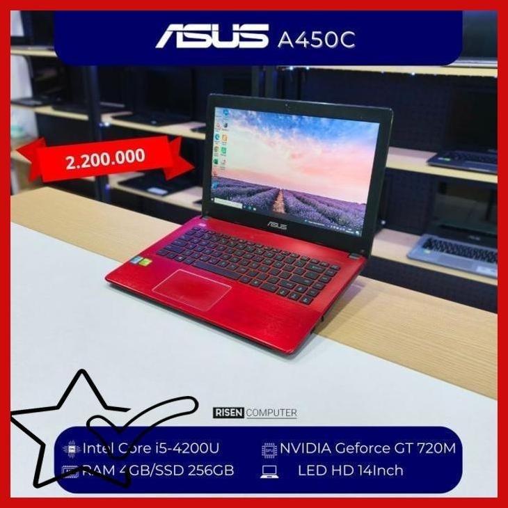 [SLS] Laptop Asus A450C X450C Intel Core i5-4200U NVIDIA Geforce 720M RAM 4GB SSD 256GB HD 14inch No
