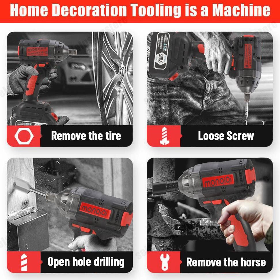 bor cas 1 baterai promo IMPACT WRENCH 98V Pembuka baut truck mobil cordless impact 98vf uchiha Bor C