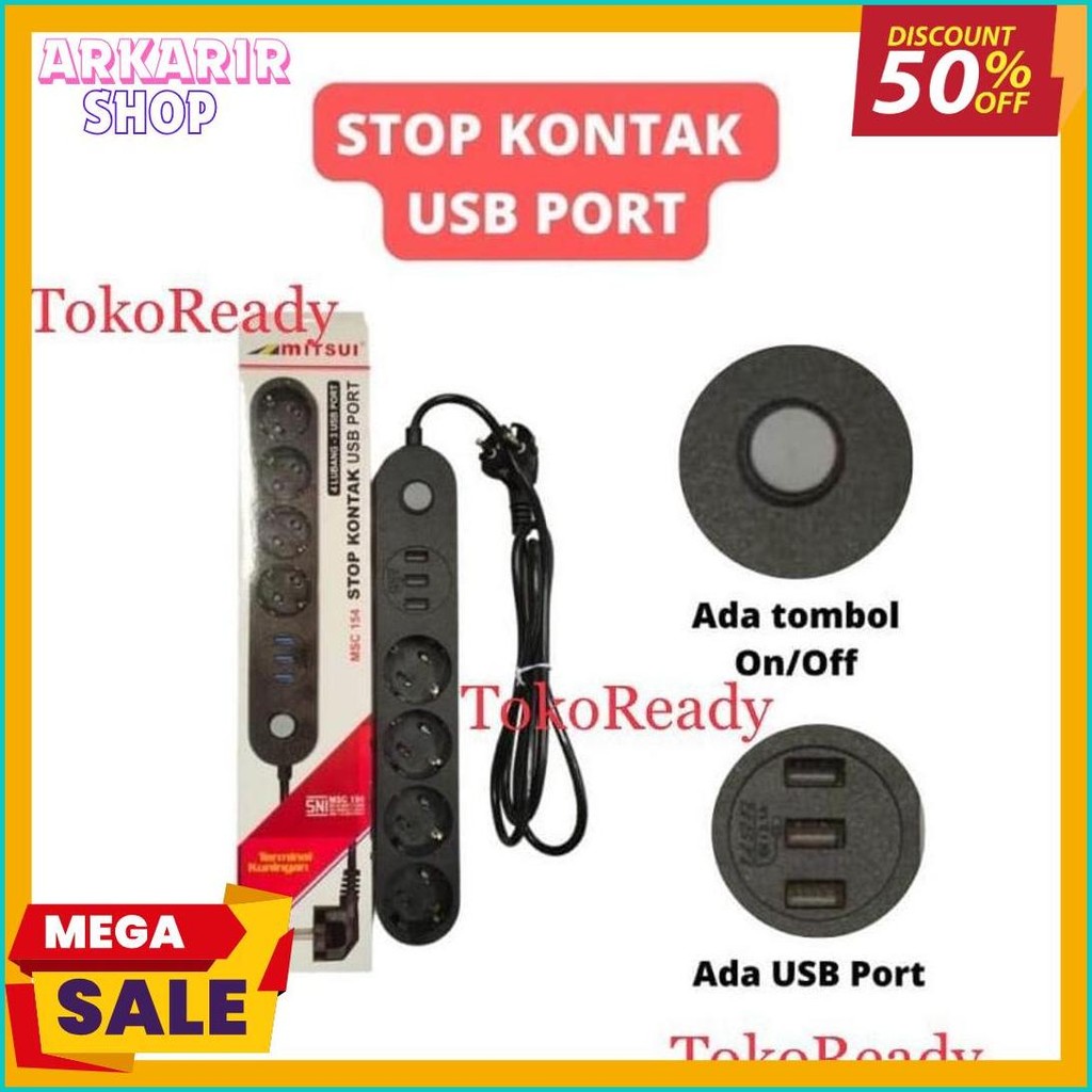 Stop Kontak Mitsui 4 Lubang 3 Usb Port Terminal Kuningan Sni Diskon Setengah Harga
