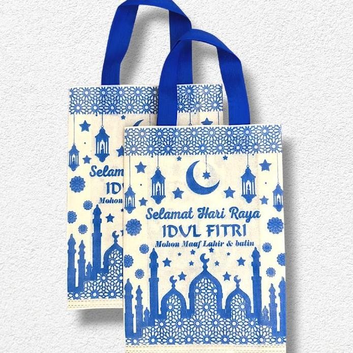 

ISI 12 PCS Goodiebag Idul Fitri 25x35 Tas Spunbond Lebaran Tas Belanja murah