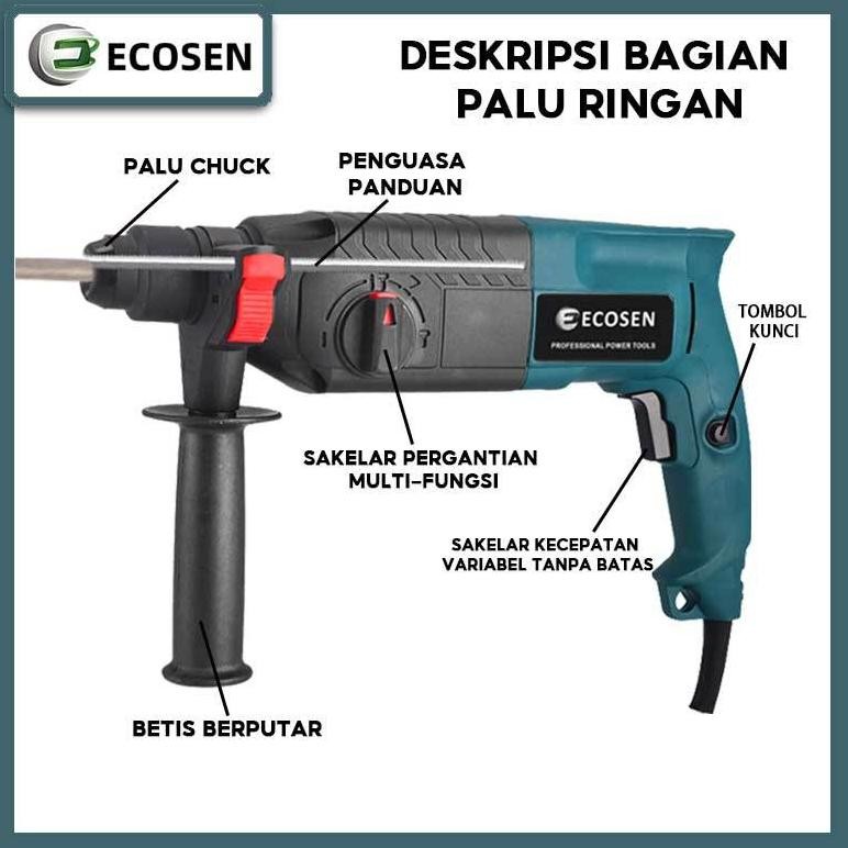 ECOSEN Hammer Drill Bor Rotary Mesin Bobok Beton Jack Hammer Drill Mesin Bor Beton Bor Drill Beton M