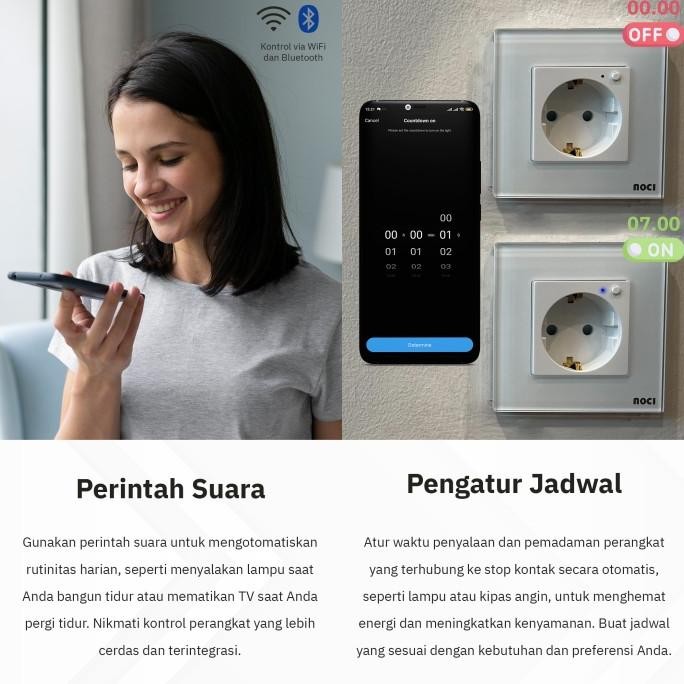 Noci Smart Wall Socket - Colokan Dinding Stop Kontak Pintar Wireless Wifi + Bluetooth New Stok