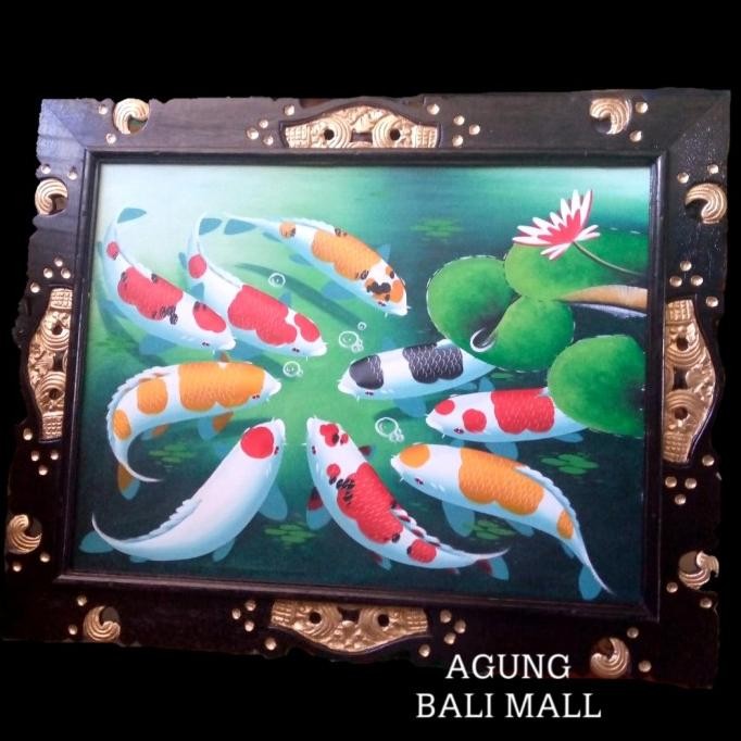 ;&;&;&;&] Lukisan ikan koi + bingkai/Lukisan kanvas/Lukisan Bali/mural/painting