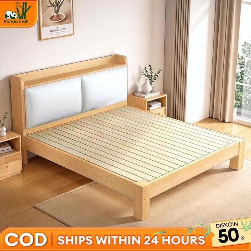 Dipan Kayu Tempat Tidur Kayu Solid Dengan Sandaran Empuk Divan Kasur Ranjang Kayu Ranjang Kayu
