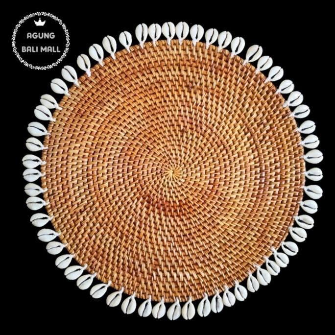 (:(:(:(] Placemat rotan kerang bulat 30cm | tatakan piring rotan | alas piring