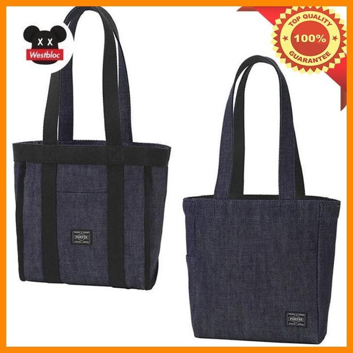 [WES] PORTER JAPANESE DENIM REVERSIBLE TOTE BAG (S) TAS YOSHIDA KABAN JAPAN BLACK