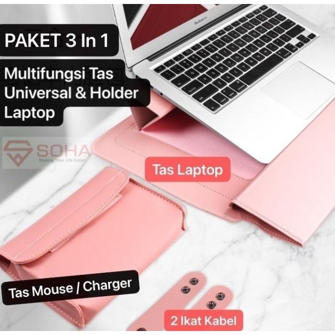 Lc-01 Soha 15 Inch Case Stand Sleeve Pu Leather Kulit Macbook Air Ready