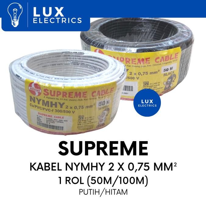 Kabel Nymhy 2 X 0,75 Mm 1 Rol 50/100 Meter Supreme /2X0,75 New Stok