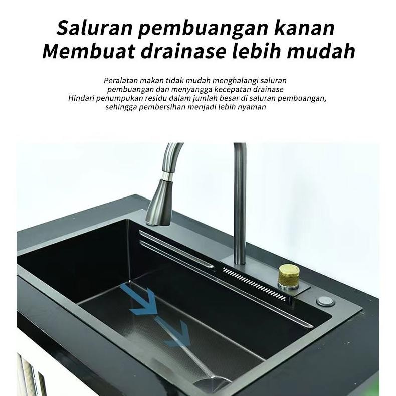 304 Set Lengkap Wastafel Cuci Piring Stainless /Kitchen Sink Hitam Dengan Keran Yang Bisa Disesuaika