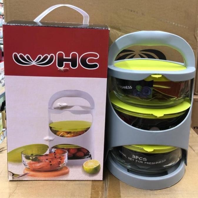 Rantang kaca 3 susun / Rantang kaca korea