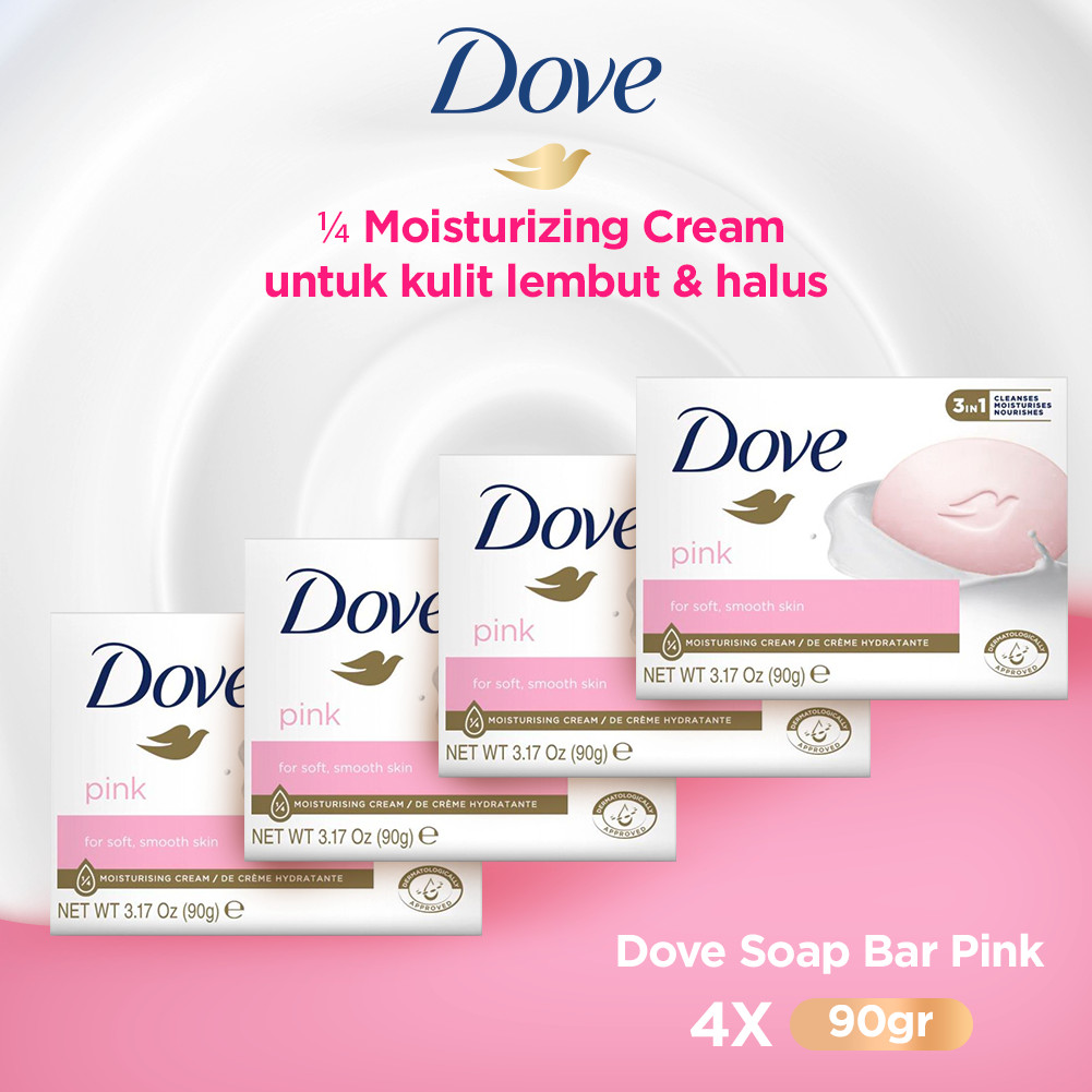 Dove Sabun Mandi Batang PINK 90gr MULTIPACK (Isi 4) - Dove Beauty Bar Soap