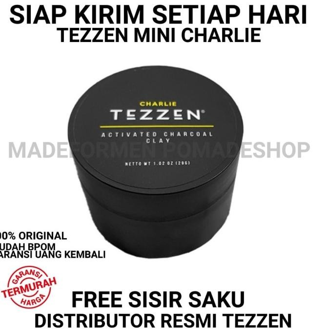 tersedia tezzen charlie clay charcoal tezzen charlie clay mini free sisir saku