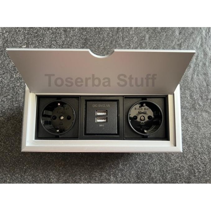 Grommet Cover Penutup Stop Kontak Meja Kerja Kantor Isi 2 Dua Double Power Arde 2 Dual Usb Charger K