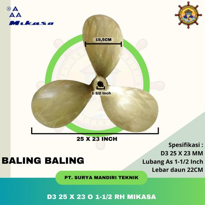 $$$$] PROPELLER MIKASA KAPAL D3 25 X 23 O 1 1/2" KANAN RH BALING BALING KUNINGAN