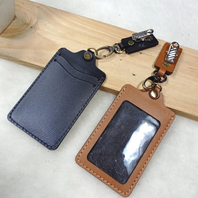 

ready Name Tag Id Card Holder Kulit Asli Model Jepit Saku - L.2B murah