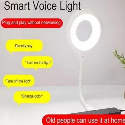 Lampu Led Suara Smart Voice Control Usb Night Light Lk-50 Intelligent Voice Lamp Youngpro White Co