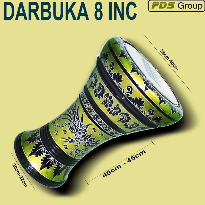 ALAT MUSIK DARBUKA HADROH MURAH ASLI 8 INC MARAWIS REBANA BAHAN KAYU