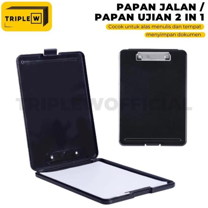 

Papan Ujian Jalan Tulis Clip 2 in 1 Clipboard + Storage Alas Organizer Kantor Stationery