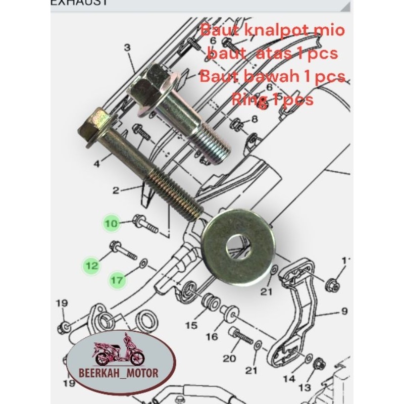 Baut kenalpot atas bawah mio Sporty soul smile fino karbu