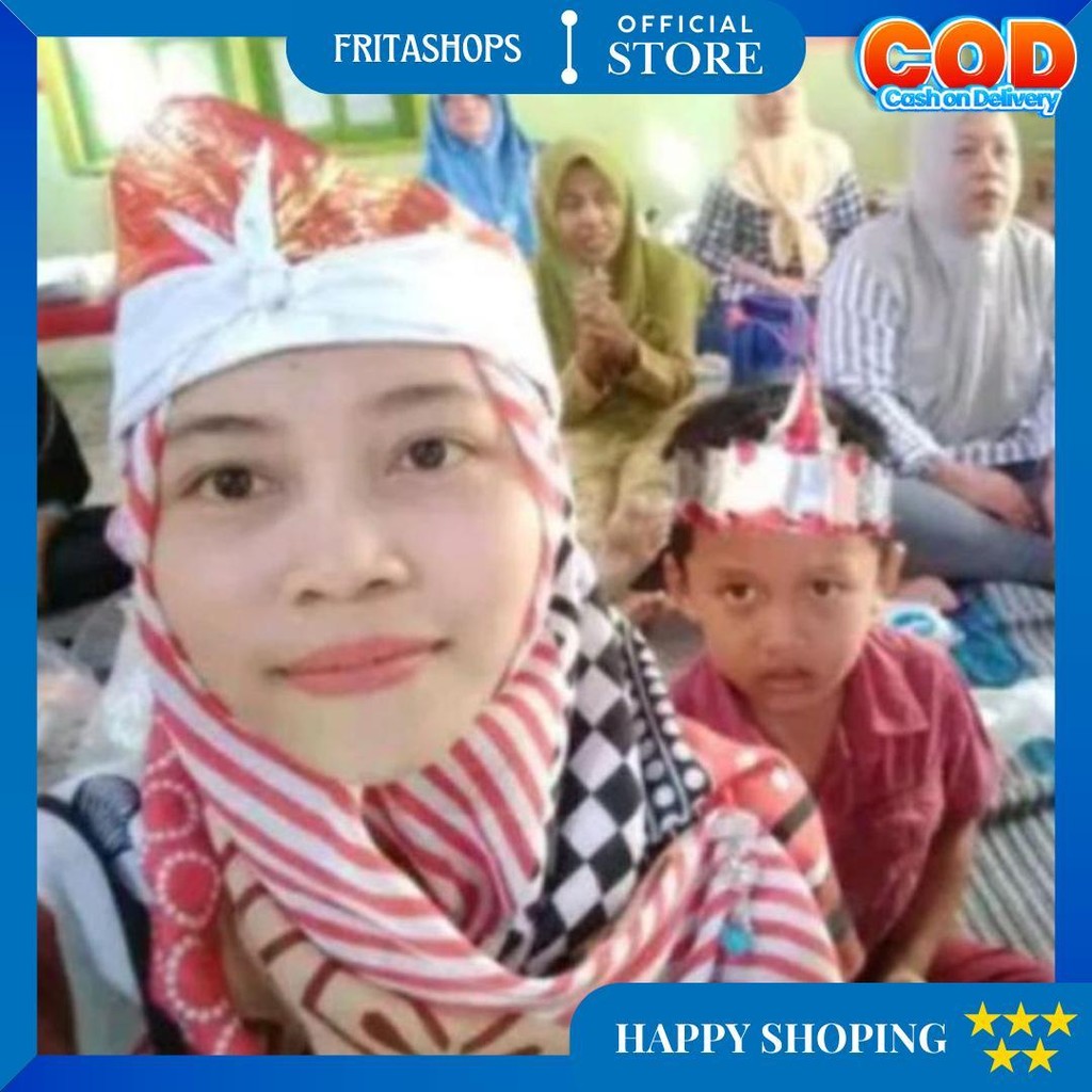 Udeng Bando Ikat Kepala Blangkon Merah Putih Karnaval Prada Bali Bandana Headband Slayer All Size Co