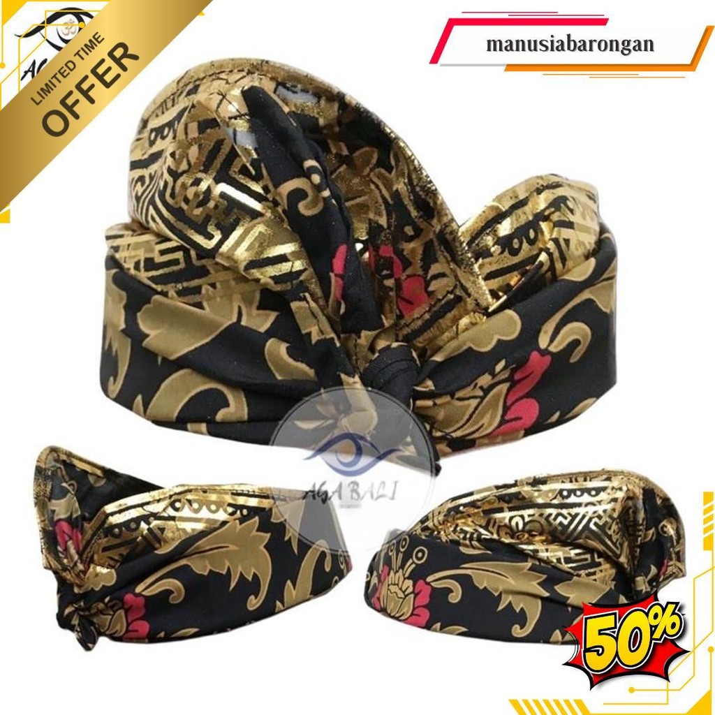 Udeng Bali Jadi Batik Patra Hitam Gold Seri A&B  U006.Ag Original Produk