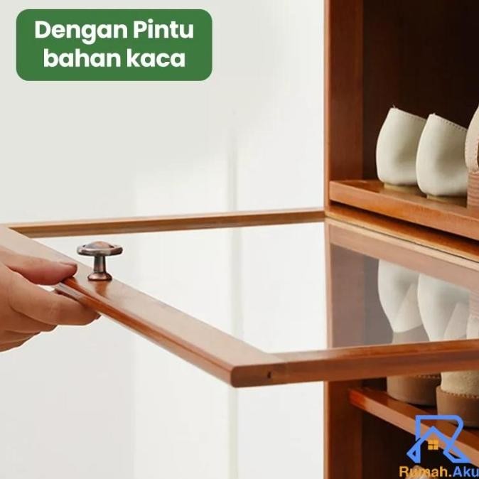 RA Rak Kayu Serbaguna Anti Debu/Lemari Sepatu Pakain Minimalis/Rak Sepatu Sendal/Rak 7 Layer Tempat 