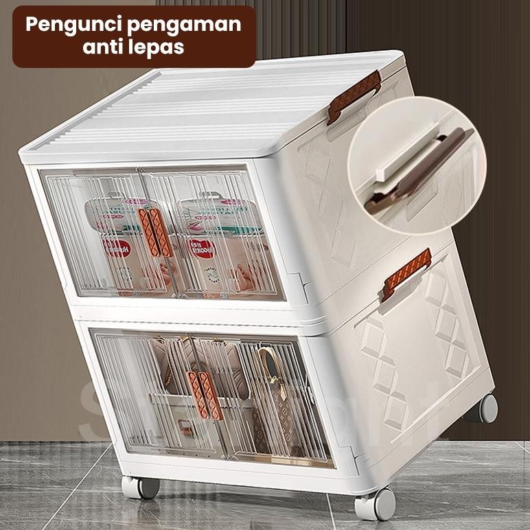 Container Box Lipat Lemari Susun Plastik Serbaguna Lemari Pakaian Lipat Box Baju Susun Storage Cabin